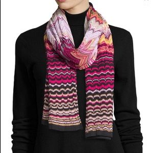Missoni Knit Zig Zag Scarf, Pink/Purple